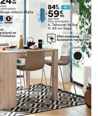 BUT Tabouret De Bar H. 63 cm Saga offre