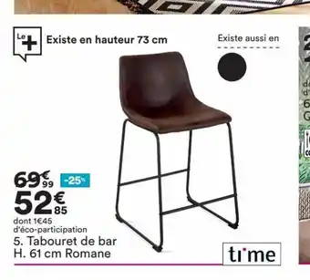 BUT Tabouret De Bar H. 61 cm Roamane offre