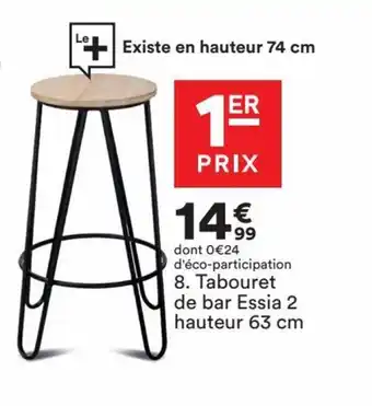 BUT Tabouret De Bar Essia 2 Hauteaur 63 cm offre