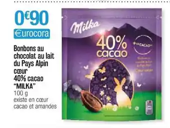 Cora x Carrefour Bonbons Au Chocolat Au Lait Du Pays Alpin Cœur 40% Cacao offre