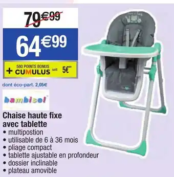 Migros Chaise haute fixe avec tablette offre