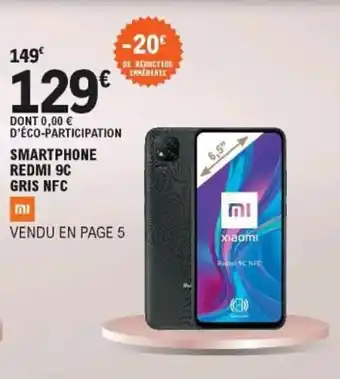 E.Leclerc Smartphone redmi 9C gris NFC offre