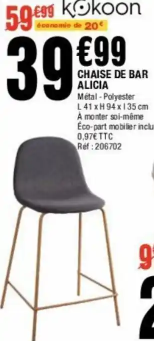 La Foir'Fouille Chaise de bar alicia offre