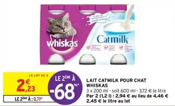 Intermarché Lait catmilk pour chat whiskas offre