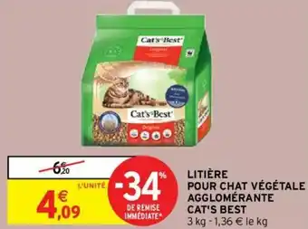 Intermarché Litière pour chat végétale agglomerante cat's best offre