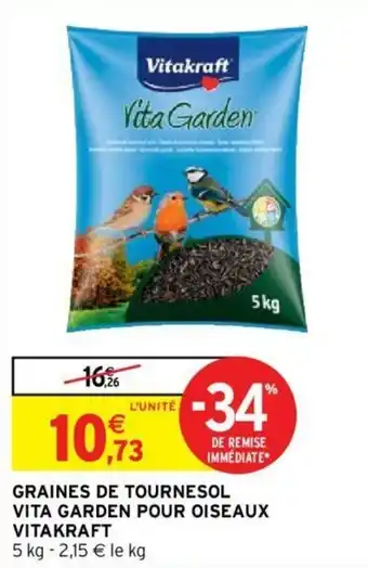 Intermarché Graines de tournesol vita garden pour oiseaux vitakraft offre
