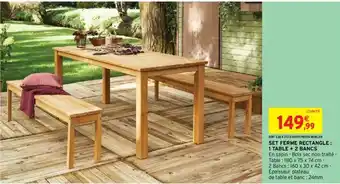 Set Ferme Rectangle : 1 Table + 2 Bancs