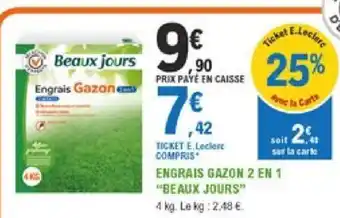 E.Leclerc Jardi Engrais Gazon 2 en 1 offre