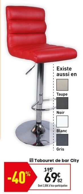 Conforama Tabouret de Bar City offre