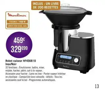 Géant Casino Robot Cuiseur Hp4568 10 Inox-noir Moulinex offre