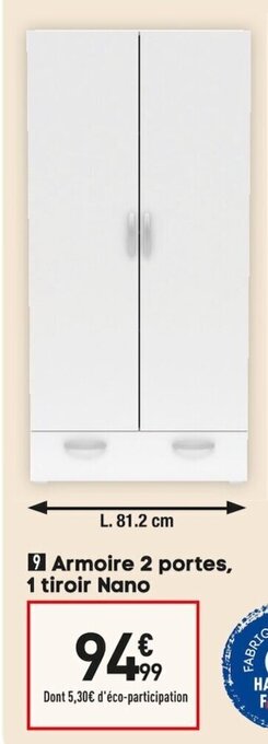 Conforama Armoire 2 Portes offre