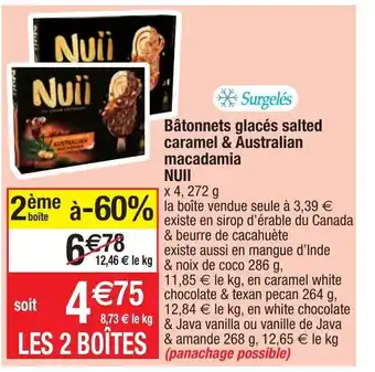 Migros Bâtonnets glacés salted caramel & Austalian offre