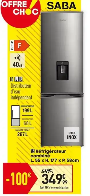 Conforama Réfrigérateur combiné L. 55 x H. 177 x P. 58cm offre