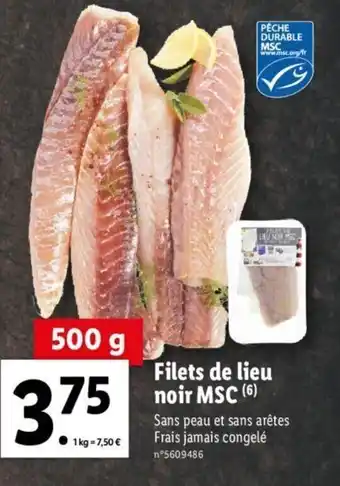 Lidl Filets de lieu noir MSC offre