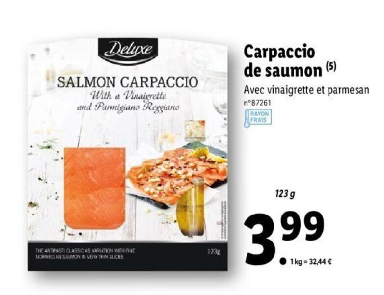 Promo Carpaccio de saumon chez Lidl