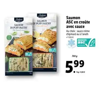 Lidl Saumon ASC en croûte avec sauce offre
