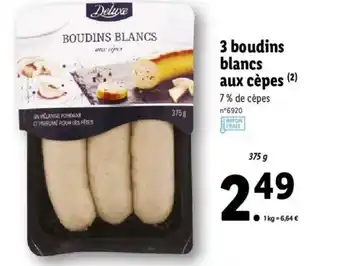 Lidl 3 Boudins blancs aux cèpes offre