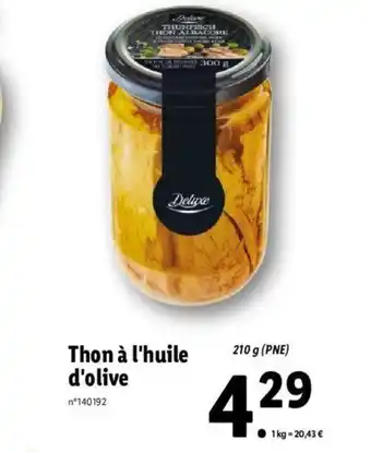 Lidl Thon à l'huile d'olive offre