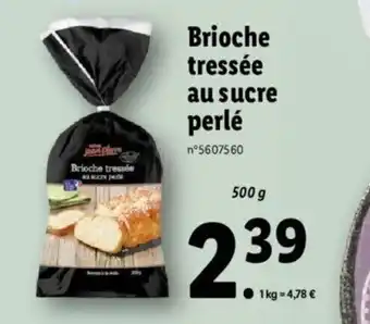 Lidl Brioche tressée au sucre perlé offre