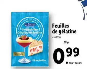 Lidl Feuilles de gélatine offre