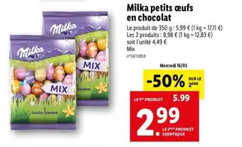 Lidl Milka petits œufs en chocolat offre