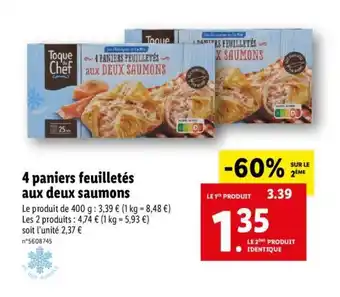 Lidl 4 Paniers feuilletés aux deux saumons offre