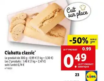 Lidl Ciabatta classic offre