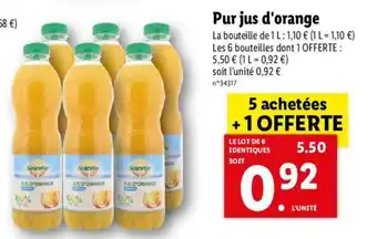 Lidl Pur jus d'orange offre