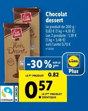 Lidl Chocolat dessert offre