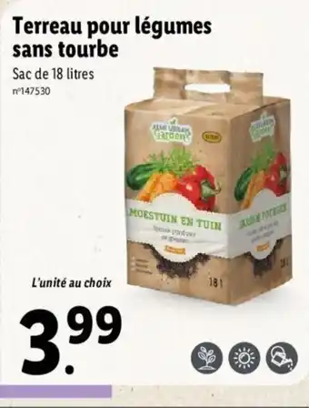 Lidl Terreau pour légumes sans tourbe offre