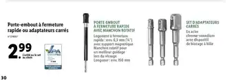 Lidl Porte-embout à fermeture rapide ou adaptateurs carrés offre