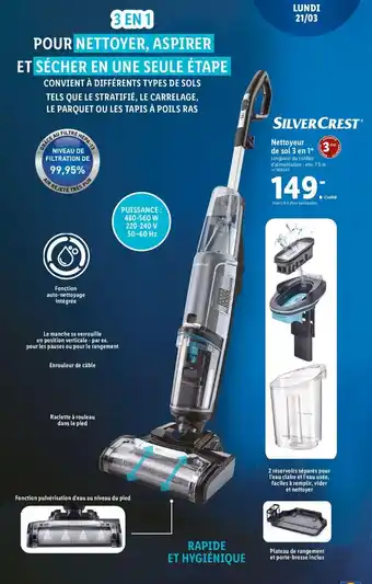 Lidl Nettoyeur de sol 3 en 1 offre