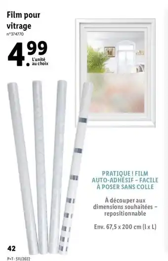 Lidl Film pour vitrage offre
