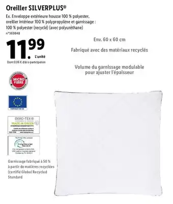 Lidl Oreiller Silverplus offre