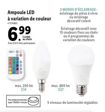 Lidl Ampoule LED à variation de couleur offre