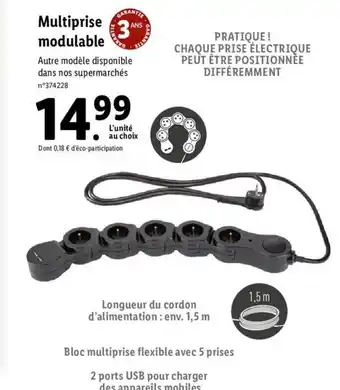 Lidl Multiprise modulable offre