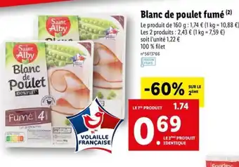 Lidl Blanc de poulet fumé offre