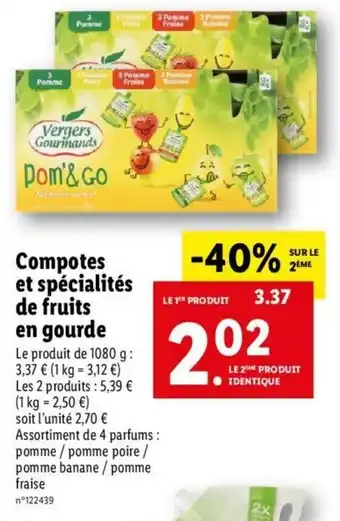 Lidl Compotes et spécialités de fruits en gourde offre