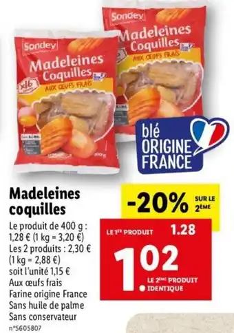 Lidl Madeleines coquilles offre