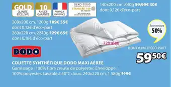 JYSK Couette Synthétique Dodo Maxi Aérée offre