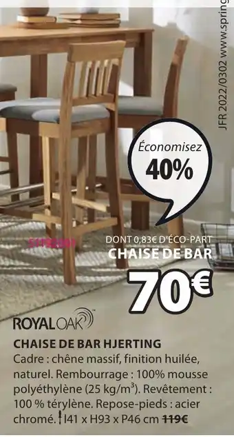JYSK Chaise de Bar Hjerting offre
