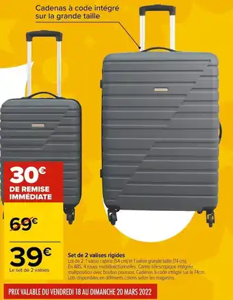 Carrefour Set de 2 valises rigides offre