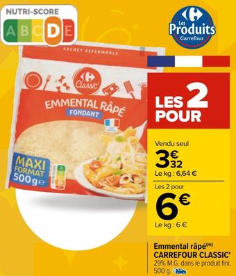 Carrefour Carrefour classic' emmental râpé offre