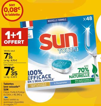 Carrefour Sun tablettes lave vaisselle offre