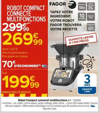 Carrefour Fagor robot compact connecté multifonctions offre
