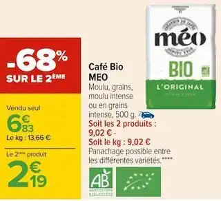 Carrefour Meo café bio offre