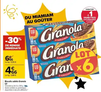 Carrefour Lu biscuits sablés granola offre