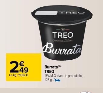 Carrefour Treo burrata offre