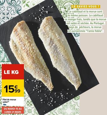 Carrefour Filet de morue salée offre
