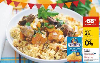 Carrefour Ferrero couscous offre